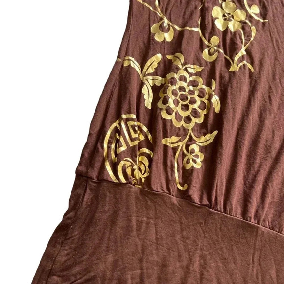 BEBE Vintage Brown Gold Jersey Knit Top S - Picture 2 of 3